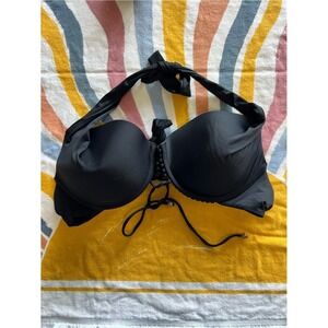 Coco Reef Black Halter Bikini Top Padded Swim Bra 36DD 38DD